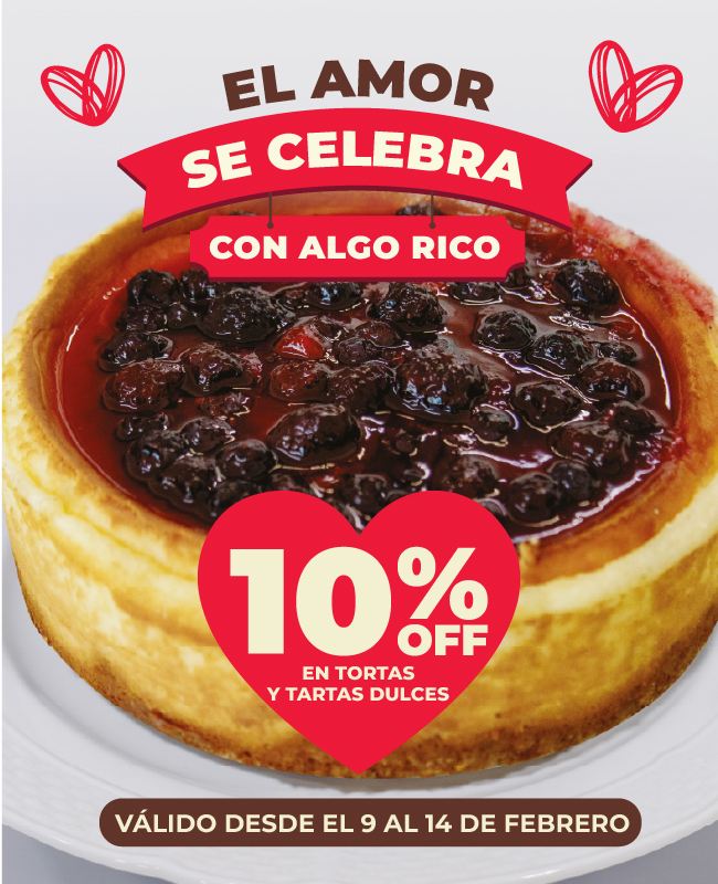10% de descuento en tortas y tartas